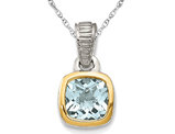 1/2 Carat (ctw) Aquamarine Pendant Necklace in Sterling Silver with 14K Gold Accent and Chain